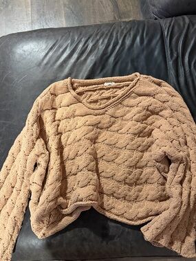 POL Chunky Cable Knit Sweater in Light Brown